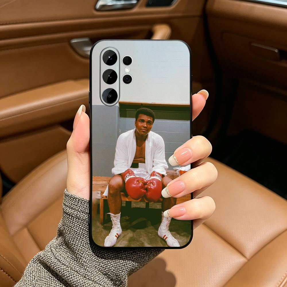 Boxing M-Muhammad A-Ali Black Soft Silicone Phone Case for Samsung Ultra S25, S24, S21, S22, S23, S30, Plus, FE, Lite Samsung S22plus5G