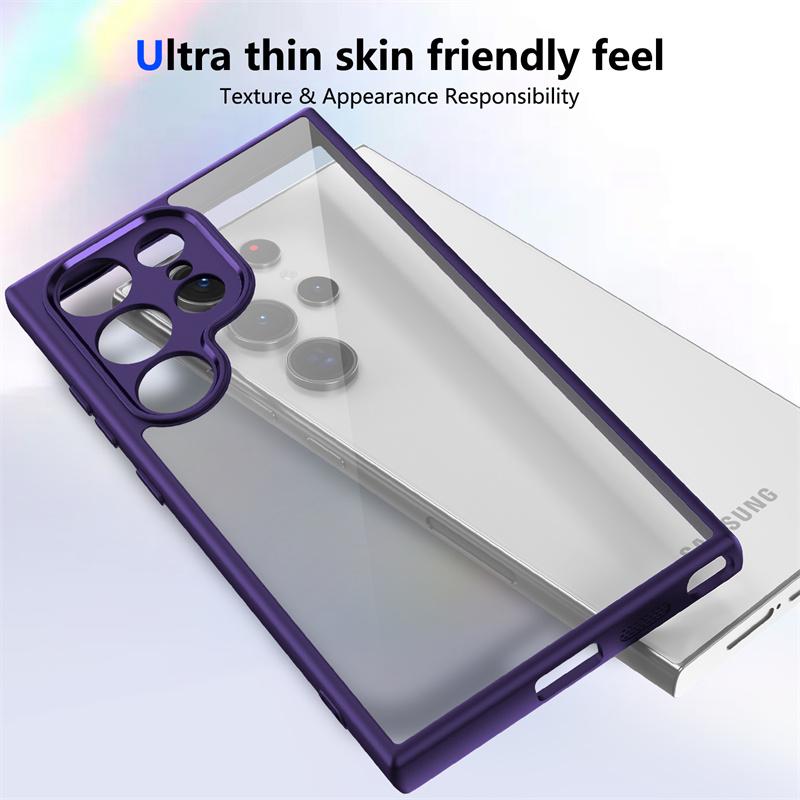 Transparent Soft Frame Hard PC Armor Phone Case For Samsung Galaxy S25 S24 Ultra S23 S22 Plus S20 S21 FE Camera Protection Cover