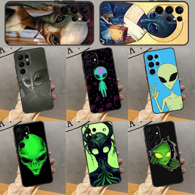Alien Kawaii Art Phone Case For Samsung Galaxy S25 Ultra S24 S23 S22 S21 Ultra S9 S10 Plus S20 FE Funda Cover