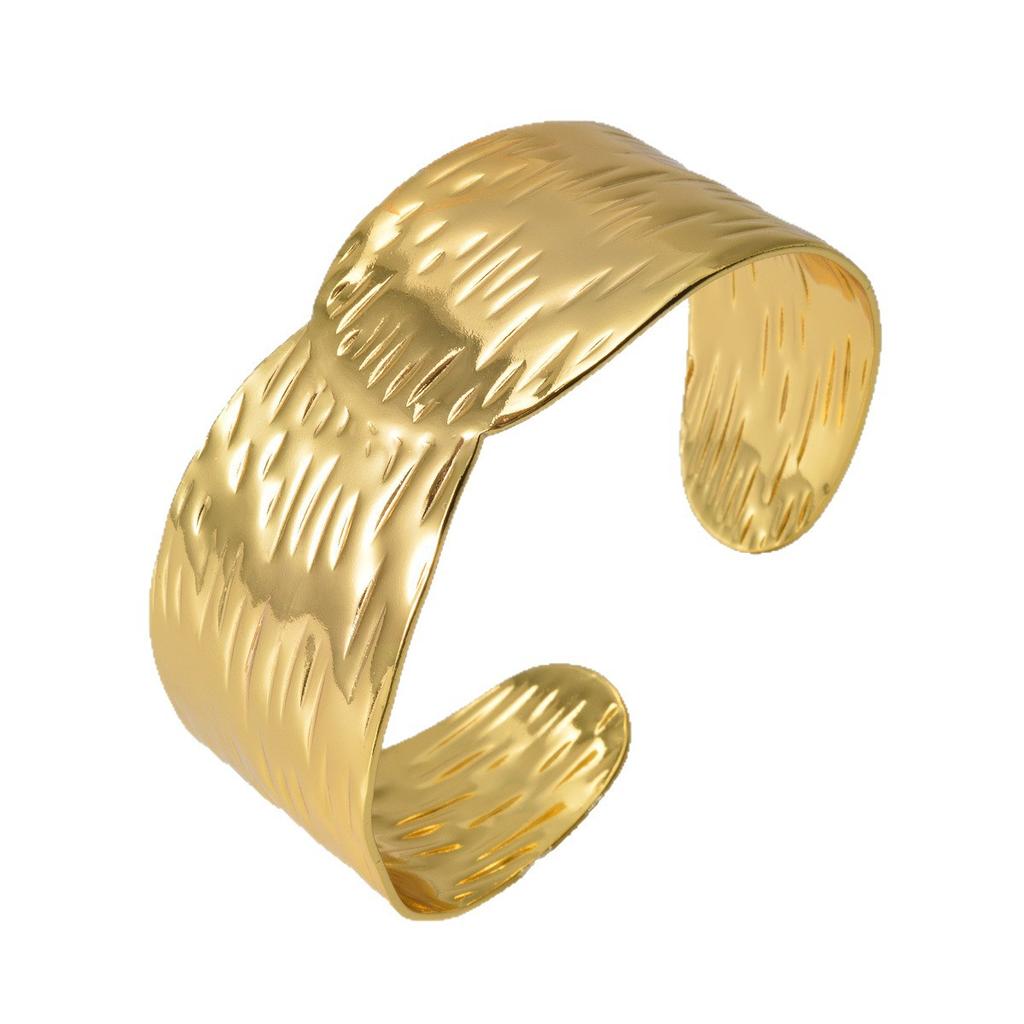 2026 Vintage 18k Gold Open Bracelet Personalized Ripple Irregular Bracelet Bracelet Wide Face