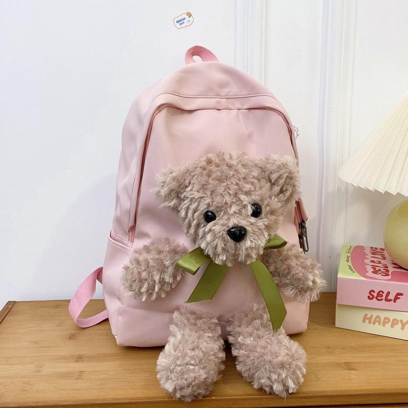 

Internet celebrity cute bear doll backpack female 2025 new student bag personalized versatile casual backpack one size fits all розовый