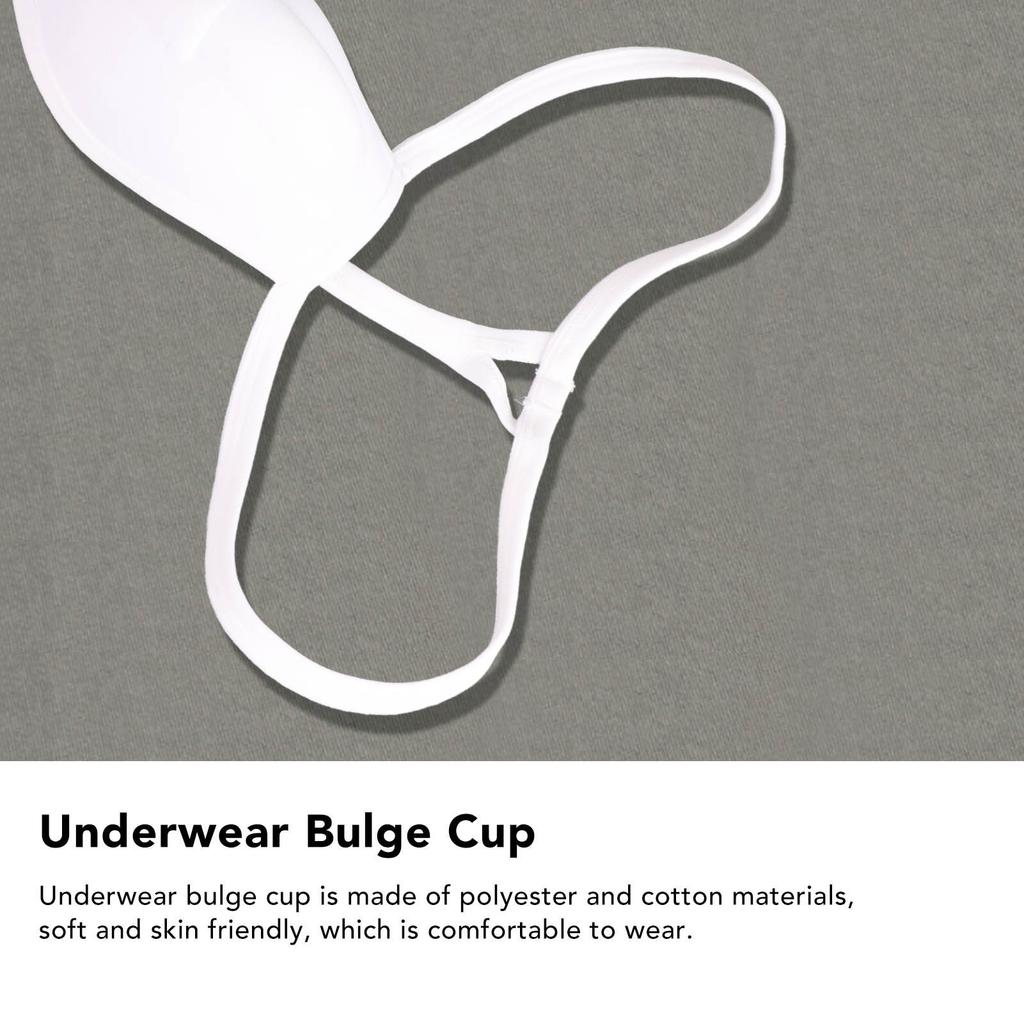 Men Bulge Cup Soft Polyester Cotton Stereo Shape Bulge Covering Up Underwear Cup with Strap White