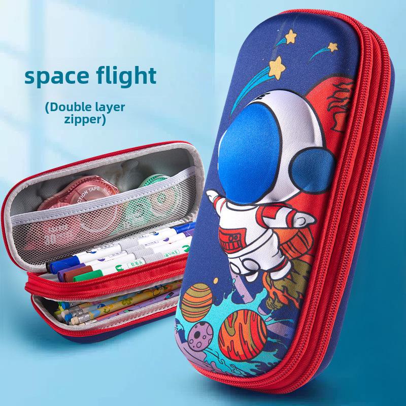 Estojo de Lápis de Camada Dupla 3D - Bolsa de Papelaria de Grande Capacidade para Alunos do Ensino Fundamental