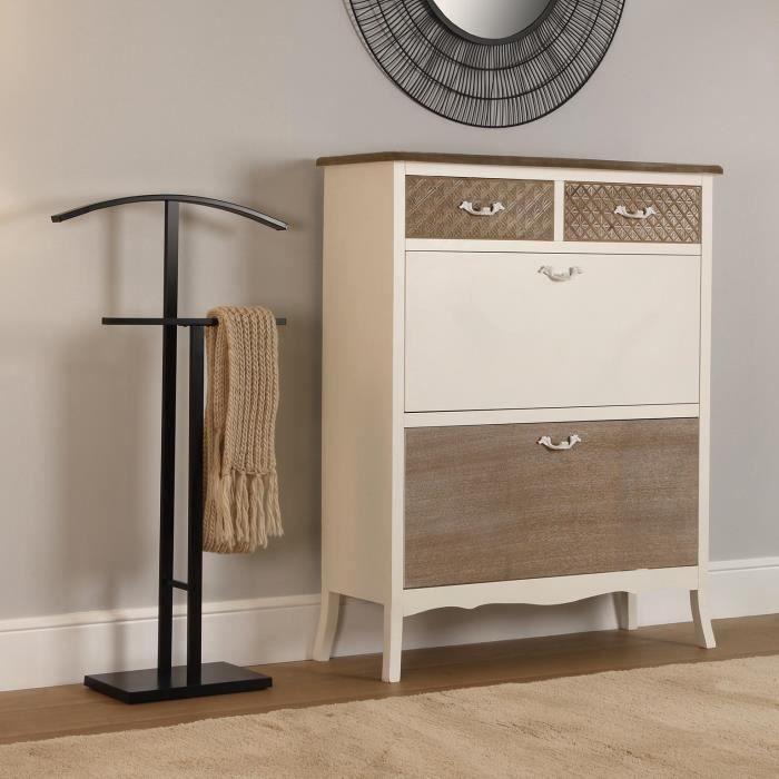 Multifunkční sluha Lund - 100 x 20 x 52 cm - Ocelový šatník na oblečení - Černý - Versa