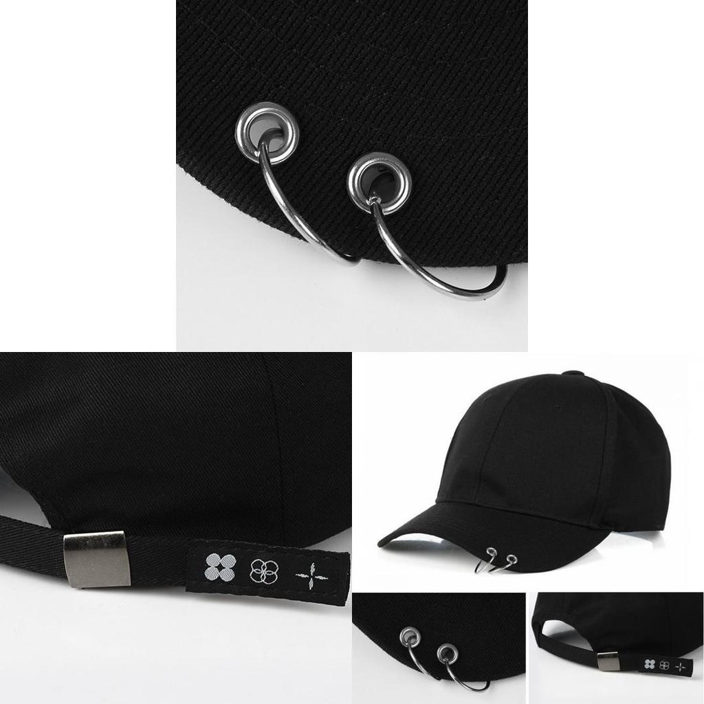 Minimalist Cotton Baseball Cap With Metal Ring For Sun Protection And Casual Wear