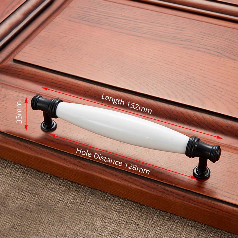 NAIERDI Antique Bronze Ceramic White Cabinet Handles Zinc Alloy Drawer knobs Wardrobe Door Handle European Furniture Hardware