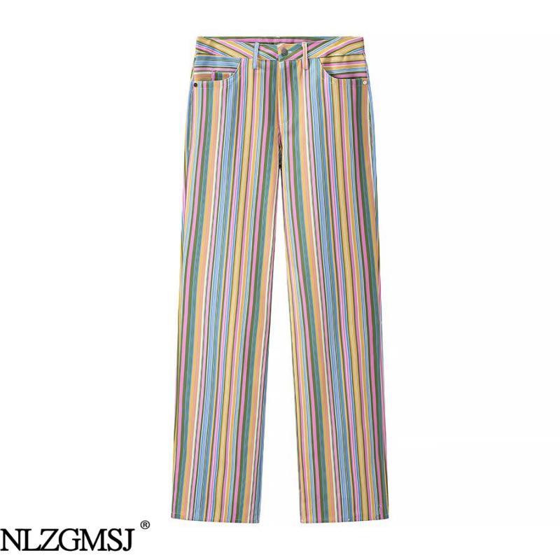 Pantalones Vaqueros Rayados de Moda Europea y Americana Verano 2026