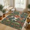 Forest Fox Theme Soft Crystal Velvet Rug Custom Name & Text Print Non Slip Floor Rug for Bedroom Living Room