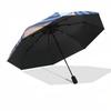 Blue haired girl, Starry dress Automatic Opening and Closing, 8 rib Structure Portable Umbrella, Suitable for Men and Women in All Seasons