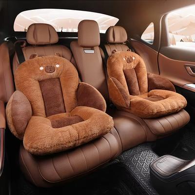Weiches Plüsch-Autositzkissen Cartoon-Design Verdicktes Polster für Büro, Zuhause, Auto, Stuhl Maschinenwaschbar Einfache Montage