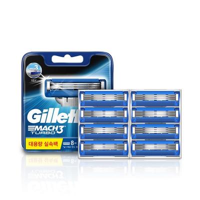 Gillette Mach3 Turbo Razor Blades, 8 Packs, 1 Piece ,Korean Razor Blade