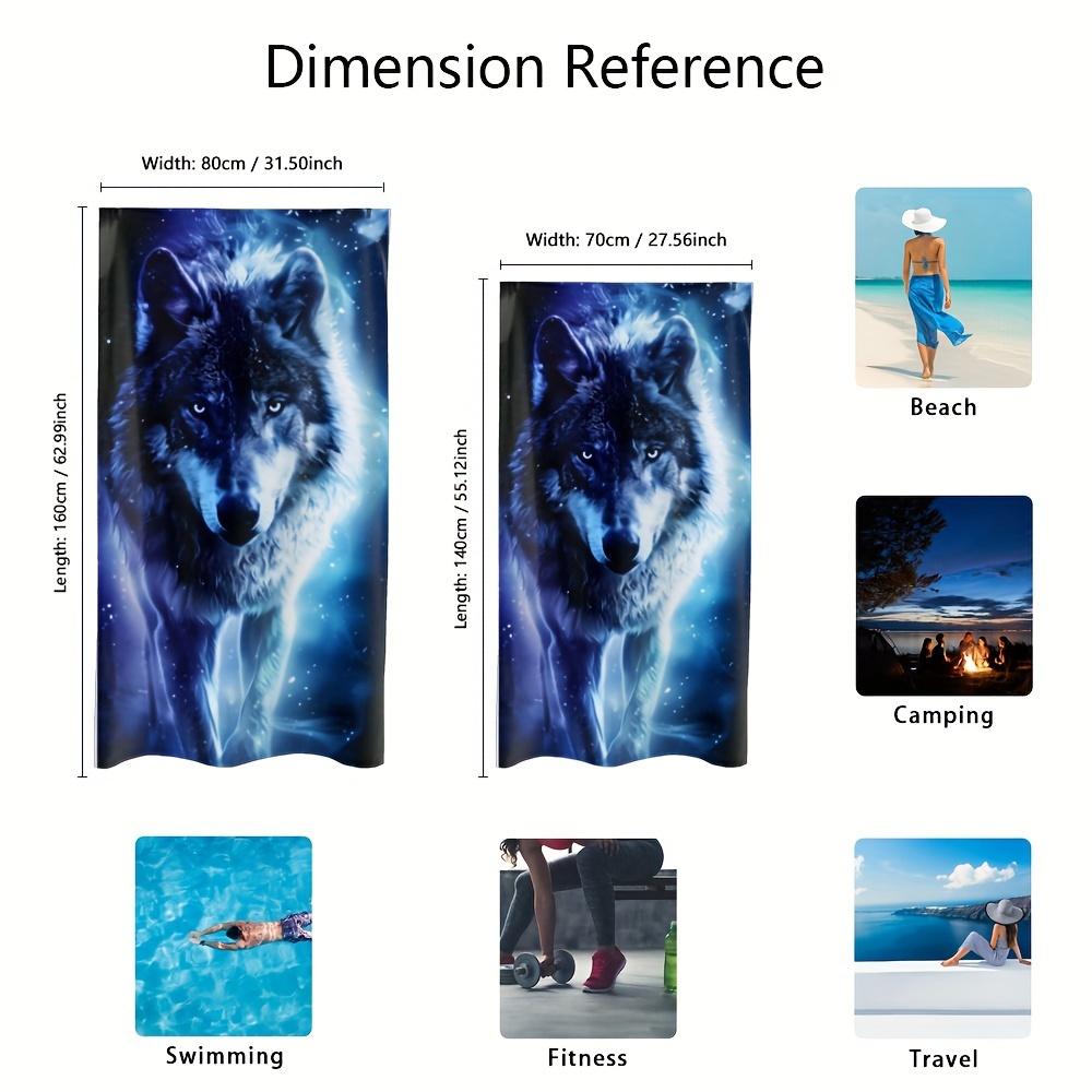 Aesthetic Cosmic Wolf Galaxy Beach Towel Picnic Mat Blanket Outdoor Indoor Decor Wild Camping Print