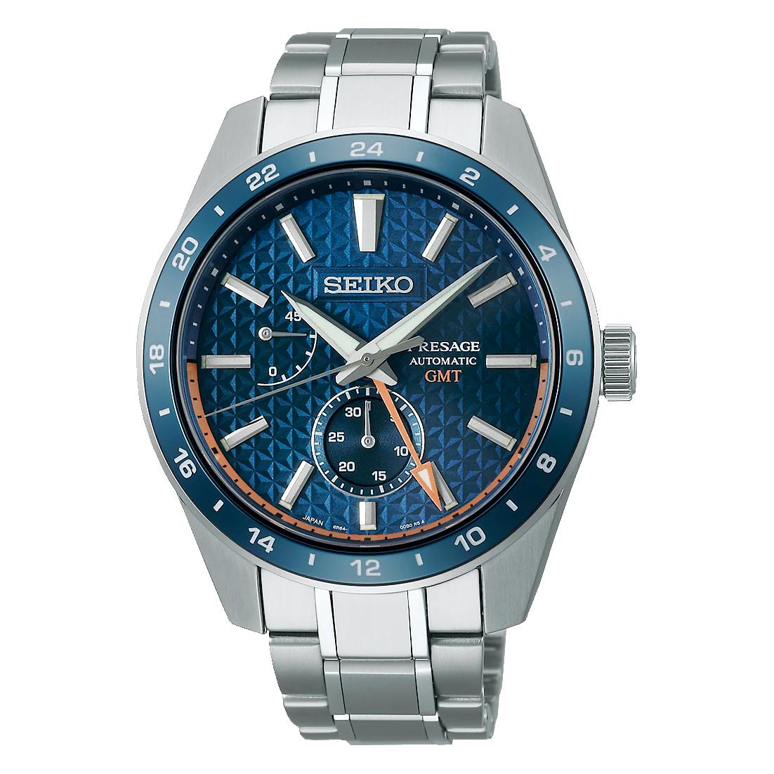 Мужские часы SEIKO Presage Серия Sharp Edged Автоматические 6R64 GMT SPB217J1 синий