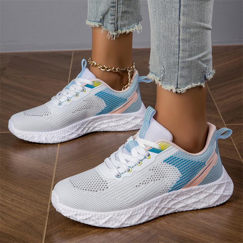 Autumn new 2025 women's shoes fly-woven mesh sneakers casual lightweight soft-soled running shoes