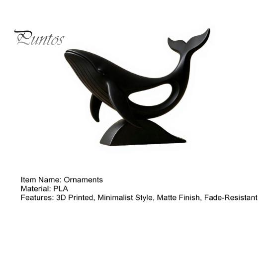 Minimalist Whale Ornaments Hollow Figurine, 3D Printed Matte Animal Sculpture for Artistic Desktop Decoration Home Office Desk Decor, Modern