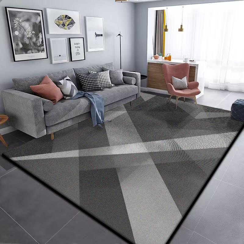 Grey Geometric Carpet for Living Room Modern Luxury Decoration Home Rugs for Bedroom Big Size Non-slip Easy Cleaning Floor Mat