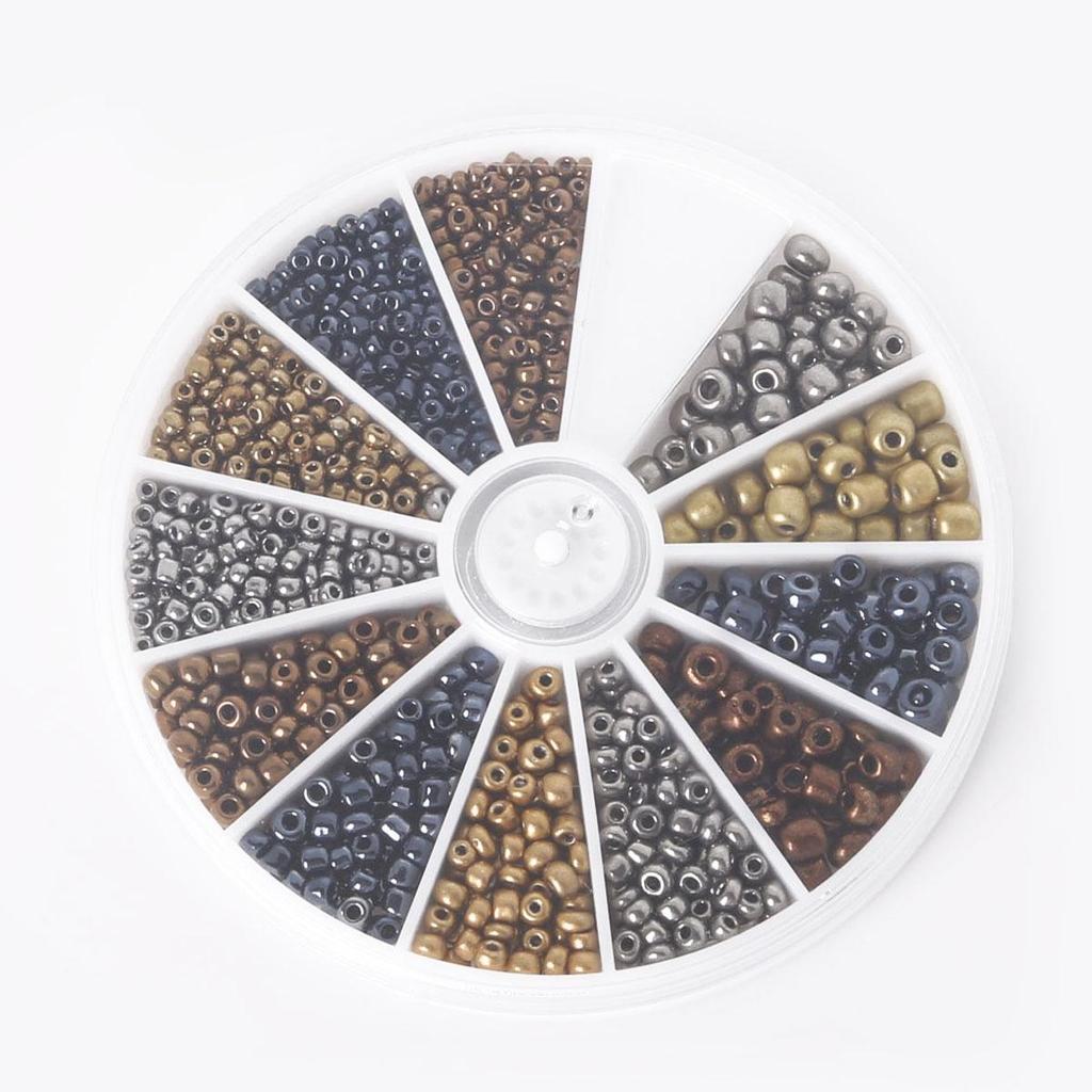 2/3/4mm Metal-Colored Glass Rice Beads for DIY Jewelry Making