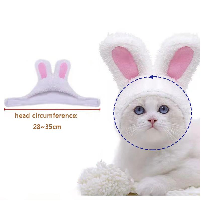 Cat Headgear Cute Rabbit Ears Cap For Cats Warm Plush Pet Hat Christmas Holiday Cosplay Props Photoprop Kitten Headdress Cat Accessories