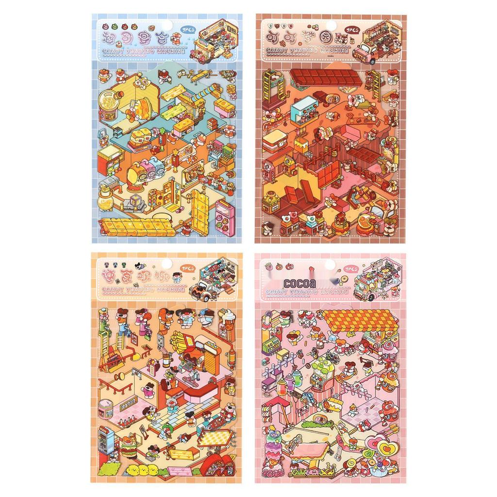 Children's 3D Cartoon Scenery DIY Stickers - New Candy Store Collection