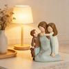 Änglaflicka Figur i Harts Mor Dotter Son Familjestaty Skulptur Hem Kontor Vardagsrum Skrivbordsdekoration Prydnad