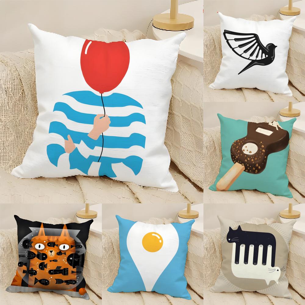 3 Funny Quirky Musical Instrument Patterns Pillow Case Home Living Room Decoration Linen Pillowcover Pillow Cases Cushion Cover