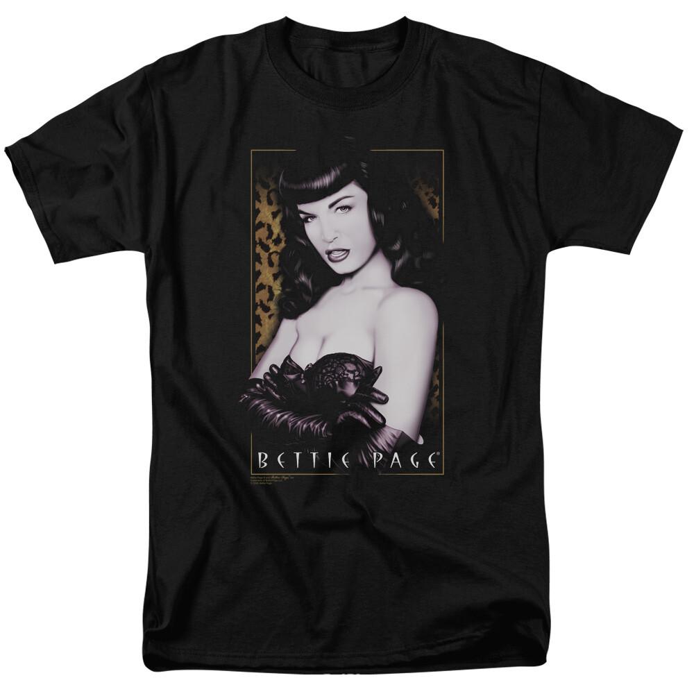 Bettie Page New Cheetah T Shirt Licensed 1950 Pin Up Girl Model Tee Black XXL