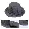 Women Winter Cable Knit Bucket Hat Twist Pattern Solid Color Warm Fisherman Cap HOM