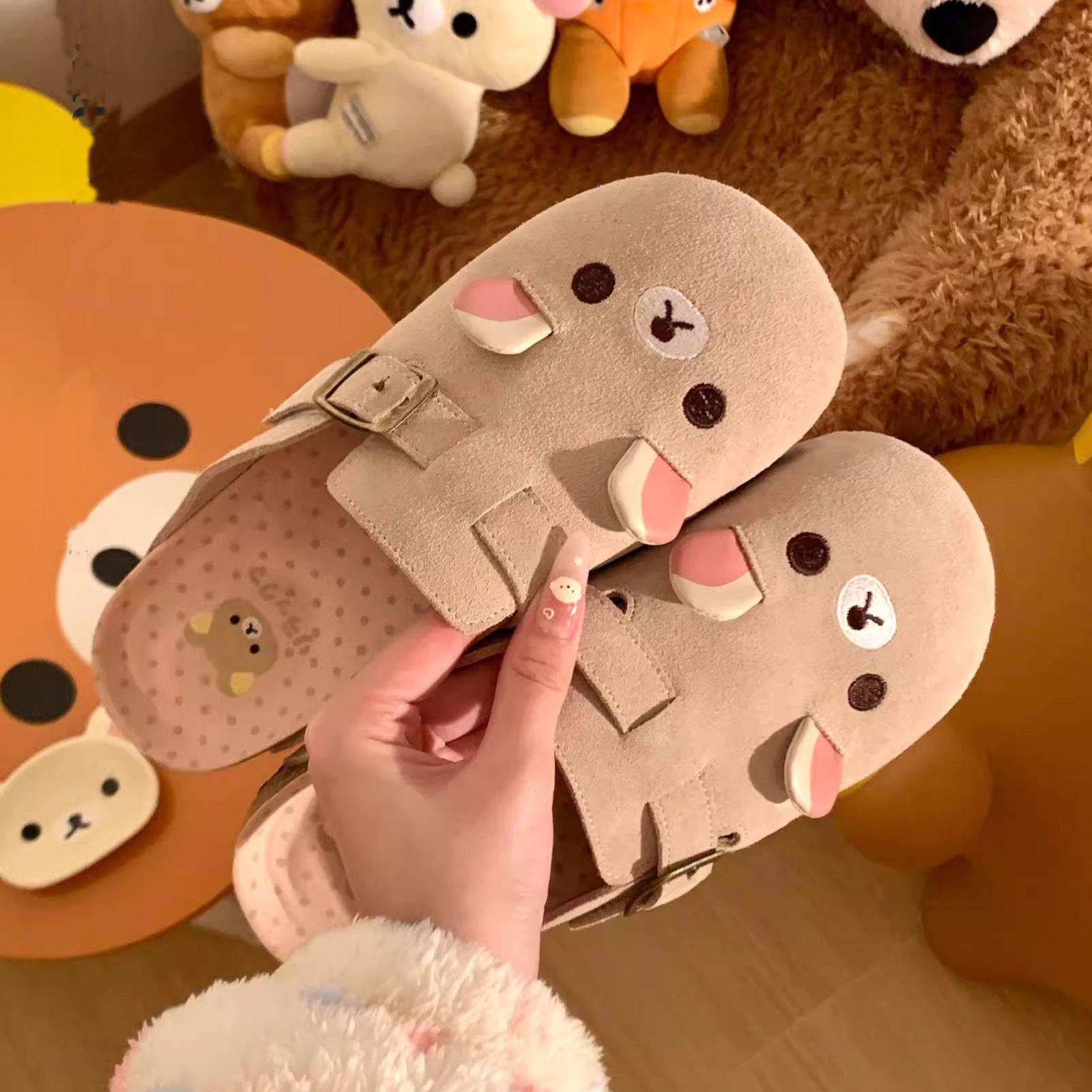 Милая девушка-баотоу с медведем, весенние новые туфли на платформе, ленивые полушлепанцы, ретро туфли-одиночки 35