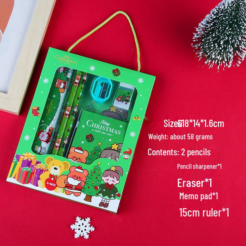 Creative Cartoon Christmas Stationery Set - 6-Piece Handbag Gift Box for Students