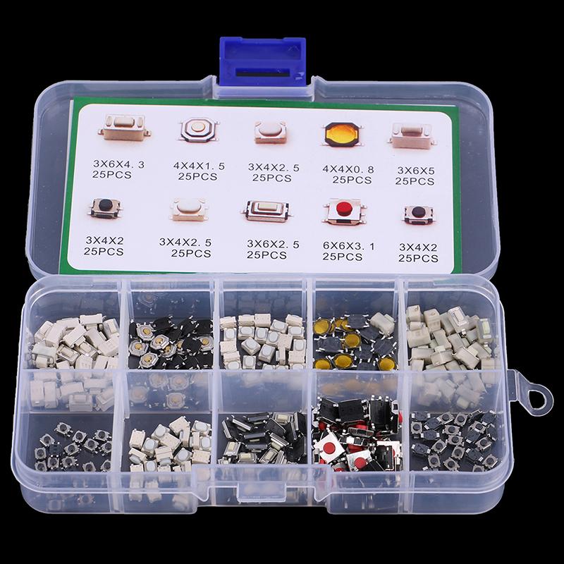 100/250pcs Car Switch Button 10 Types Car Remote Control Tablet Actile Push Buttones Switches Car Keys Button Touch Microswitch