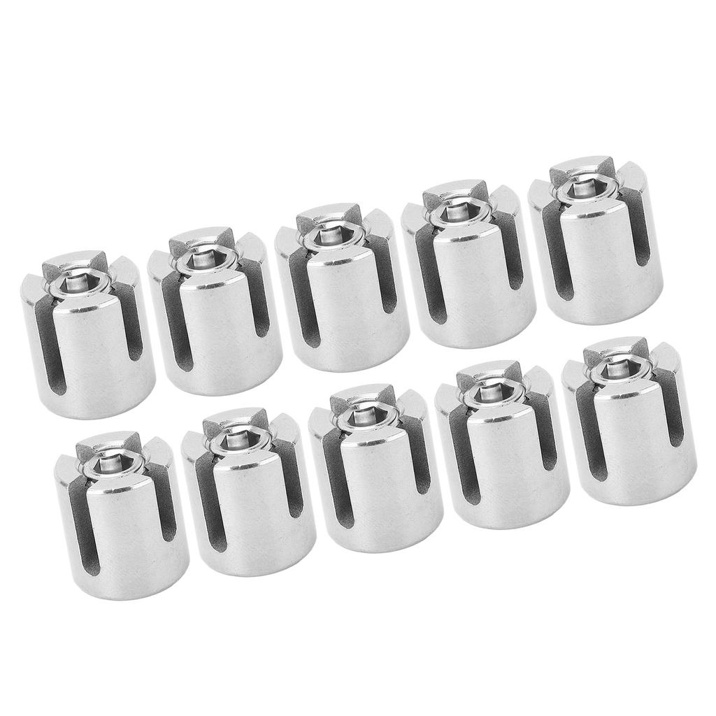 10Pcs Cross Cable Clamp Stainless Steel Wire Railing Clamp Fastener for Indoor Outdoor