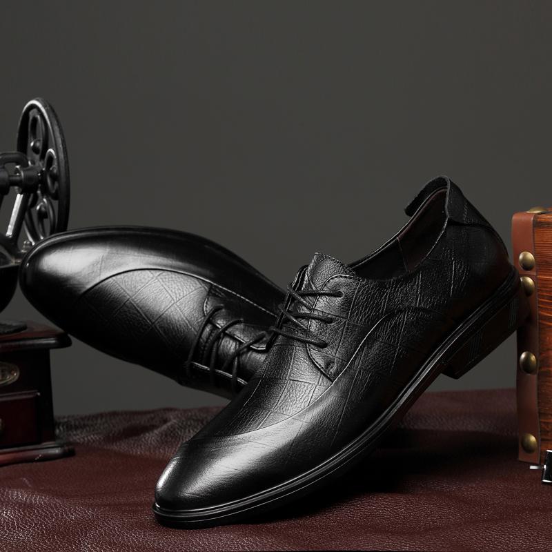 Genuine Leather Mens Oxfords Shoes Business Sneakers Formal Dress Footwear Classic Male Walking Derby Shoes Stylish Casual Shoes