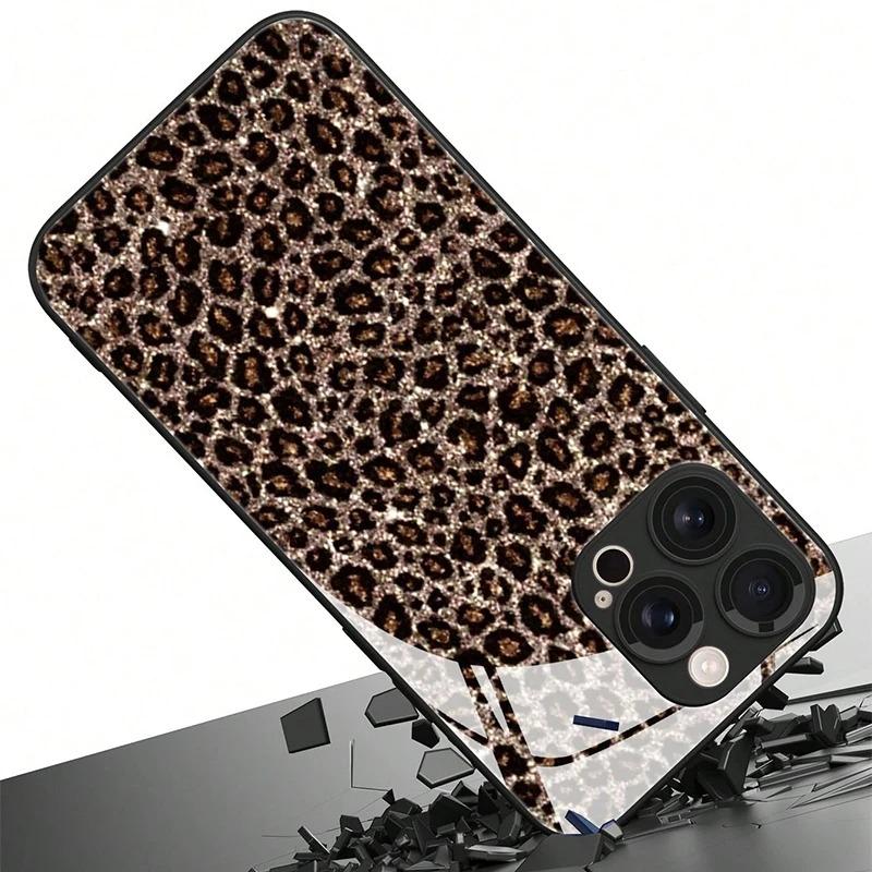Leopardenmuster Gehärtetes Glas Material Handyhülle Für Samsung Galaxy S25 S24 S23 Ultra Plus FE Stoßfeste Abdeckung