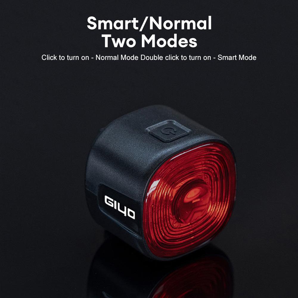 GIYO Auto Brake Sensing Bicycle Tail Light -USBRechargeable, lP66 Waterproof LED WarningLight for MTB & Road Bike Night Safety