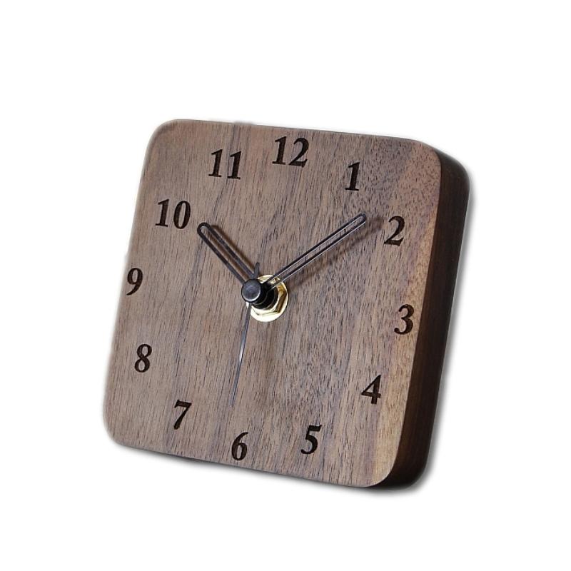 Nordic Table Clock Desktop Timepiece  Living Room Wooden Quiet Modern Creative Black Walnut Mantel Clock Office Decor