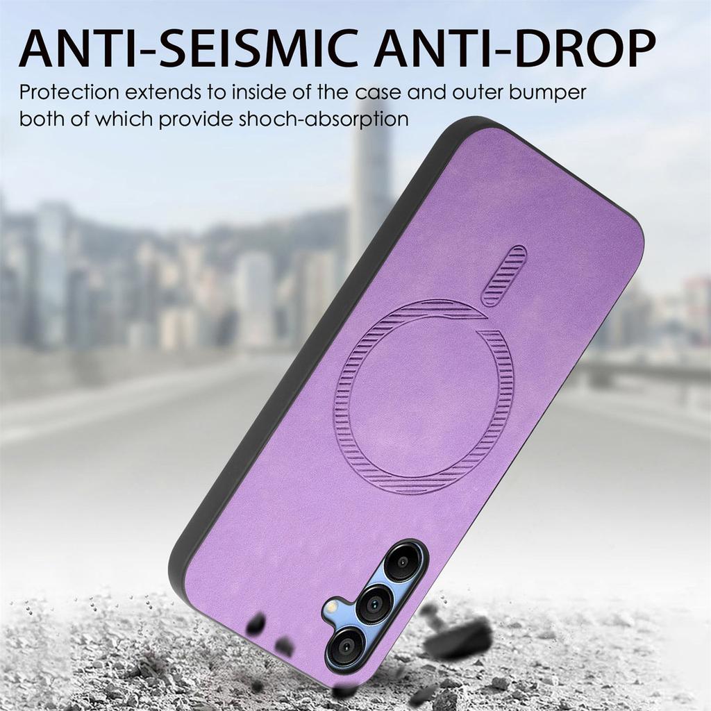 For Samsung Galaxy A15 4G/A15 5G Leather Back Case Compatible with MagSafe Skin-Touch Phone Cover