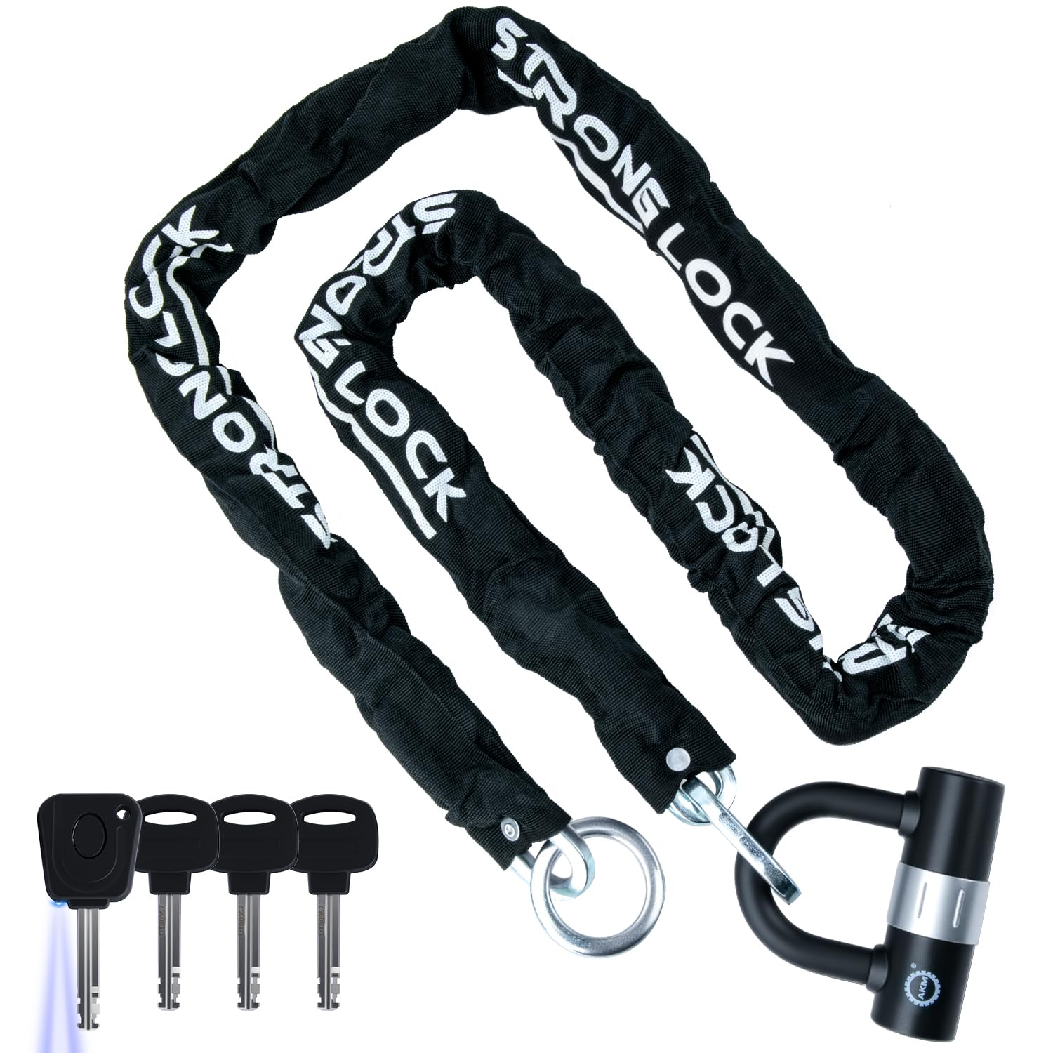 

AKM Bike Lock Chain Diameter x 2000mm with for and Motorcycles [Highly Cut-Resistant] Extra-Thick Lock, 10mm U-Lock, Bicycles, Mopeds,