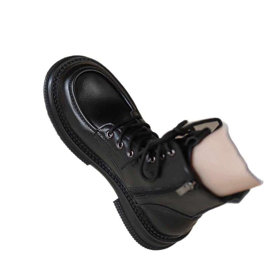 Black Martin boots women's new autumn and winter velvet British style boots thick-soled short boots spring and autumn single boots