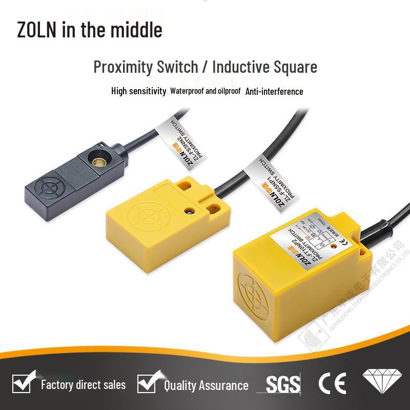 Central Connection Inductive Proximity Sensor, Square Type, Metal Detection, PNP & NPN Normally Open. Inductive Square 30 Head Sensing - 15mm Distance