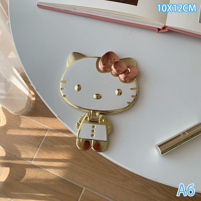 Sanrio High Beauty Hello Kitty 3D Folding Mirror Portable Handheld Makeup Mirror Kawaii Cartoon Anime Style Mirror Girl Gift