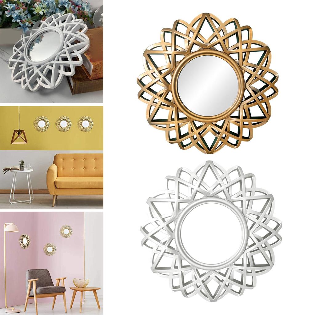 Nordisk Vegghengt Speil Veggspeil Dekorativt Sirkelspeil Baderomsspeil Rundt Sminkespeil for Hall Hotellinnredning