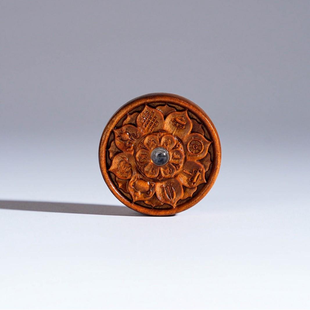 Old Mountain Sandalwood Carved Eight Treasures Necklace Pendant