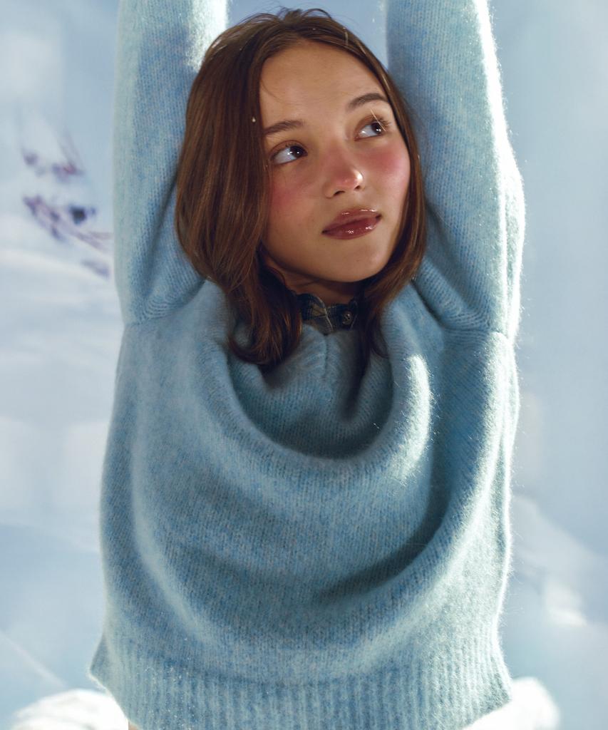 Seteo (W) Essen Two-Tone Mohair Blend Knit Sky Blue