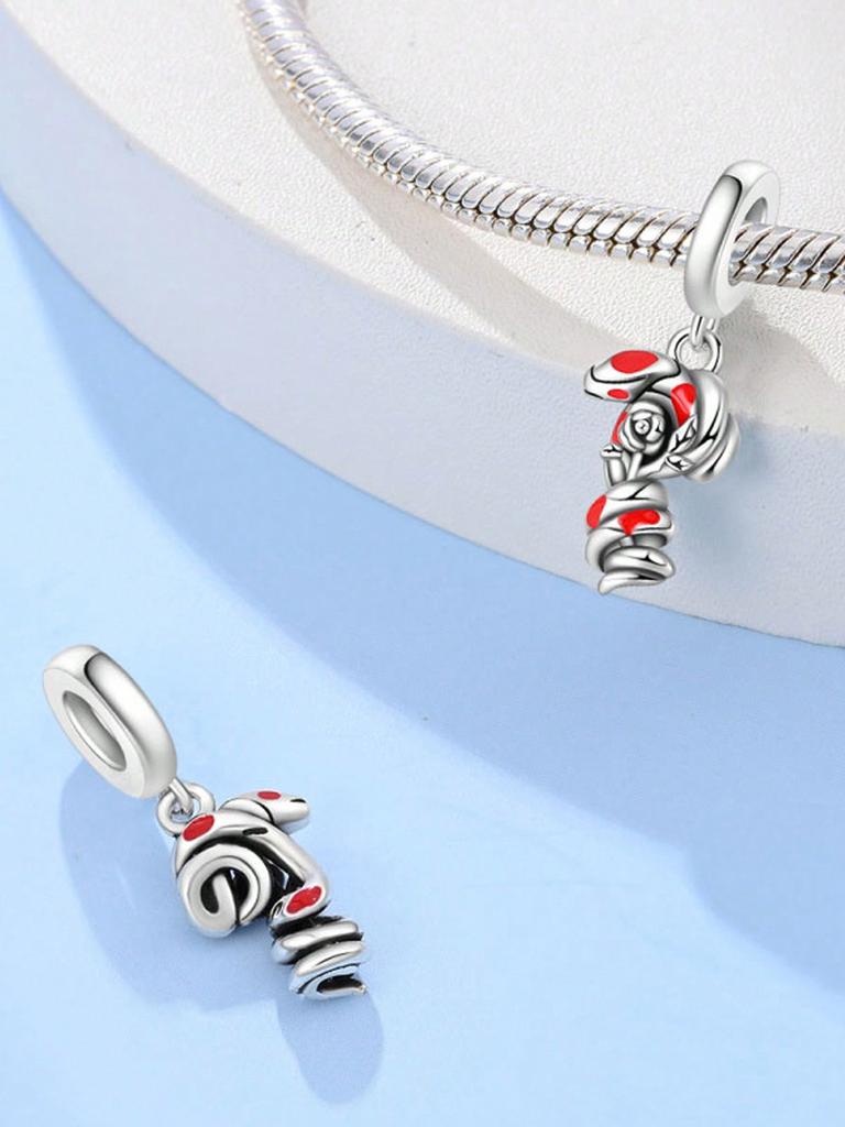 Charms Plata Jahr der Schlange Grüne Schlangenperlen Charm Kupferbeschichtet Passend für Charms Originalarmband Zur Schmuckherstellung DIY Charm
