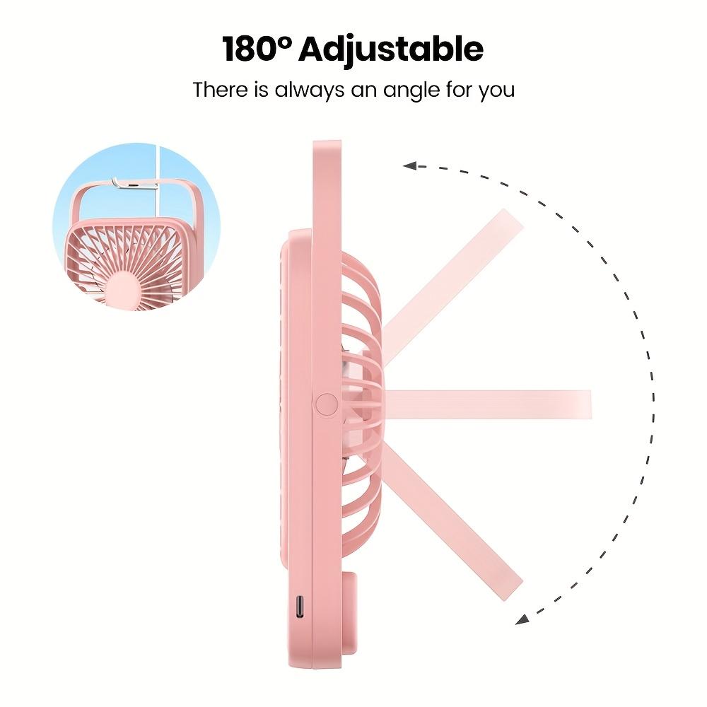 Portable USB Desk Fan with 5000mAh Battery, 15H Ultra Quiet Operation, 180° Adjustable Tilt, 4-Speed Settings