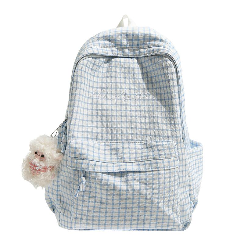 Karriertes Schülerrucksack Damen Rucksack mit großer Kapazität