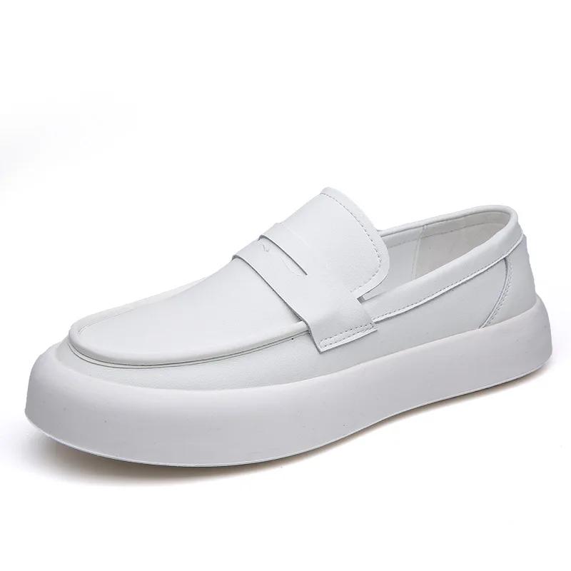 New Leather Off White Shoes Fashion Loafers Men Designer Soft-soled Platform Sneakers Business Men Dress Shoes Zapatos De Hombre