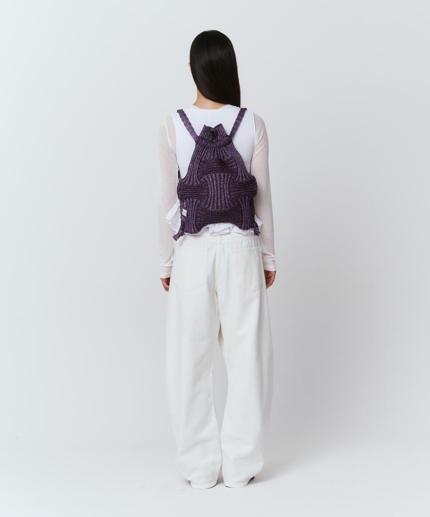 Pleatsmama New Bow Backpack Glitter Deep Purple