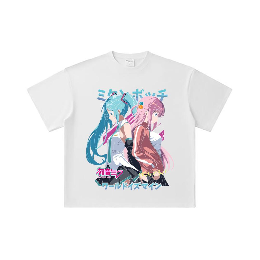260 GSM Double Yarn 32 Count 100% Cotton Bocchi The Rock V3 Miku X Bocchi Print Unisex Heavy Cotton T Shirt