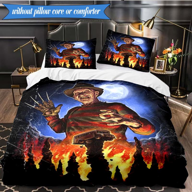 Horror Movie Characters 3pcs K-pop music group Bedding set,Ideal for Bedroom, Dormitory,Including Duvet Cover And 2pcs Pillowcases,Fan gifts